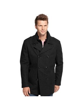 MARC NEW YORK by Andrew Marc Wool Blend Pea Coat Black Men's Size XL